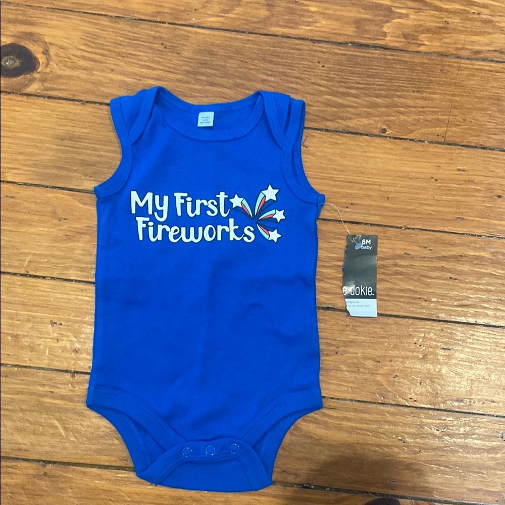 Blue 'My First Fireworks' Baby Onesie